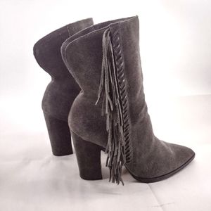 DOLCE VITA TAUPE/GRAY SUEDE FRINGE ANKLE BOOTS sz 8